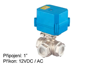 Driedelige roterende mini-combiklep Tork DN 25 met elektrische aandrijving 12 VAC/DC
