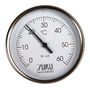 Thermometer SUKU, D 100, L 60, 0-40°C + dompelbuis 1/2 (C31.000111)
