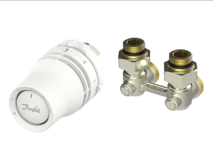 Set met thermostatische kop Danfoss Redia M30x1.5 en hoek H-stuk RLV-KB (015G5323)
