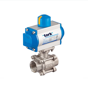 RVS kogelklep Tork DN 65 met dubbelwerkende pneumatische actuator DA (PAV903.65DA)