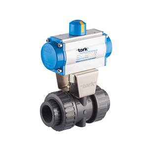 PVC kogelklep Tork DN 100 met enkelwerkende pneumatische actuator SR (PAV913.100SR)