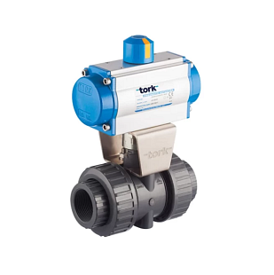 PVC kogelklep Tork DN 20 met enkelwerkende pneumatische actuator SR (PAV913.20SR)