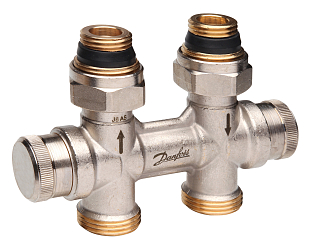 Dubbele radiatorkoppeling Danfoss RLV-KDV DN 15 recht (013G7870)