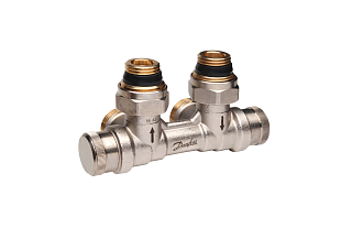Dubbele radiatorkoppeling Danfoss RLV-KDV DN 15 haaks links (013G7872)